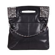 Punk Style Rivet Pure Color Handbag Shoulder Bag