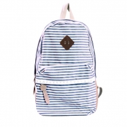 Retro Strip Print Lace Canvas Backpack