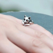 Gold / Silver Tone Lovely Cat Open Ring 