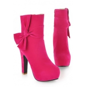 Elegant European Style Candy Color Bowknot High-heeled Boots