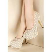 Elegant Sexy Floral Lace Sliced Sequin High-heeled Party Shoes