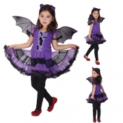 Purple Bat Dress Kids Cosplay Performance Clothing Halloween Costume