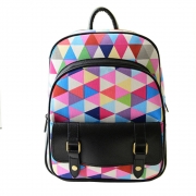 Fashion Rainbow Grid Canvas Backpack