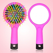 Portable Anti-static Rainbow Comb Magic Hair Brush with Mirror