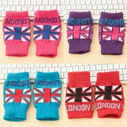 Fashion British Flag Pattern Knit Half Finer Gloves