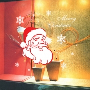Cute Santa Claus Snowflake Pattern Removable Wall Stickers