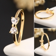 Sweet Style Rhinestone Bowknot Gold-tone Ring