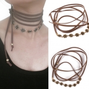 Fashion Alloy Flower Pendant Multilayer Choker Necklace