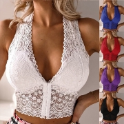 Sexy V-neck Lace Crop Top