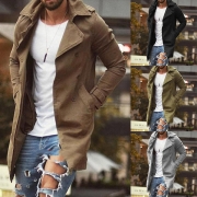 Fashion Lapel Stand Collar Solid Color Jacket for Men
