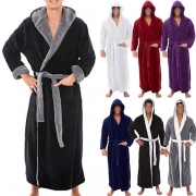 Fashion Hoodie Long Sleeve Self-tie Plush Bathrobe for Men and Women