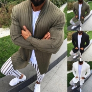 Casual Solid Color Knitted Cardigan for Men
