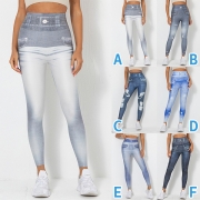 Fashion Fake Denim Printed Leggings for Sports