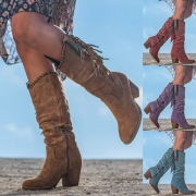 Vintage Tassle Block Heeled Boots