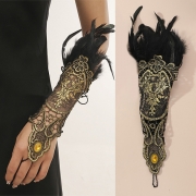 Vintage Floral Embroidery Hollow Out Leather Armchair