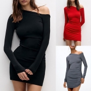 Sexy One-shoulder Long Sleeve Bodycon Dress