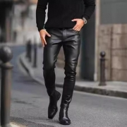 Street Fashion Artificial Leather PU Pants for Men