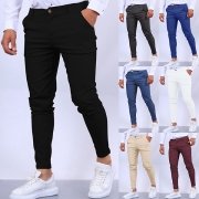 Fashion Solid Color Skinny Pants for Men
