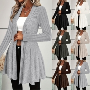 Fashion Long Sleeve Ruffle Hemline Knitted Cardigan