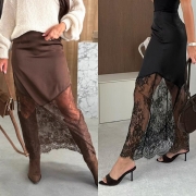 Fashion High-rise Lace Spliced Skirt