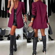 Fashion Notch Lapel Long Sleeve Double-breasted Jacket