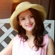 Fashion Lace Spliced Foldable Wide Brim Sunscreen Straw Hat