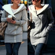 Fashion Solid Color Long Sleeve Hooded Thin Sweatshirt Coat