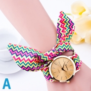 Fashion Child-free Cloth Strap Watches Geneva Ladies Bracelet Wrist Watch