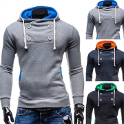 Casual Style Long Sleeve Contrast Color Men's Hoodies
