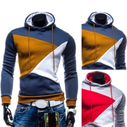 Fashion Contrast Color Long Sleeve Slim Fit Men's Hoodies
