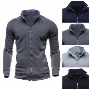 Fashion Solid Color Long Sleeve Men's Sweatshirt Coat
