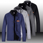 Fashion Solid Color Long Sleeve Stand Collar Men's Jacket
