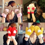 Sweet Candy Color Warm Plush Mittens Gloves