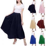 Bohemian Style High Waist Solid Color Chiffon Maxi Skirt