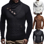British Style Long Sleeve Stand Collar Men's Knit Tops