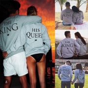 Casual Style Letters Printed Round Neck Long Sleeve Couple Sweatshirt
