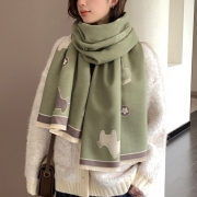 Trendy Contrast Color Wooden Horse Printed Scarf Shawl