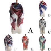 Fashion Contrast Color Lattice Scarf Shawl