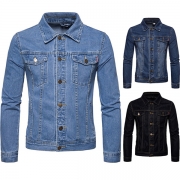 Fashion Lapel Long Sleeve Single-breasted Men's Denim Jacket