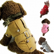 Cute Style Solid Color Single-breasted Woolen Coat For Dogs