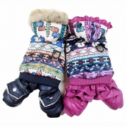 Cute Style Printed Single-breasted Hooded One-piece Couple Padded Coats For Dogs