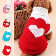 Sweet Style Strawberry/Heart-shaped Printed Turtleneck Sweater For Dogs