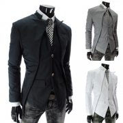 Fashion Solid Color Stand Collar Long Sleeve Single-breasted Men's Blazer