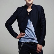 Fashion Solid Color Stand Collar Long Sleeve Single-breasted Men's Blazer