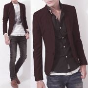 Fashion Solid Color Long Sleeve Men's Blazer