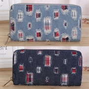 Retro Style Ripped Denim Wallet for Women