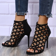 Punk Style High Heel Open Toe Hollow Out Rivets Sandals