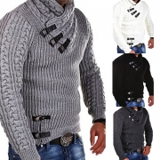 Fashion Solid Color Long Sleeve Men's Sweater
