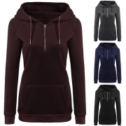 Simple Style Long Sleeve Slim Fit Solid Color Hoodie 