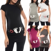 Fashion Round Neck Solid Color Short Sleeve Maternity Top